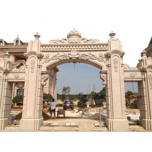 European Style Arch Entrance Gate Limestone Marble Granite Door Frame Design for Sale