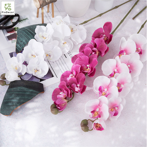 Wholesale High Quality 9 Heads Large Artificial Butterfly Orchid Flower Silk Latex Coated Real Touch Wedding Event Decoration