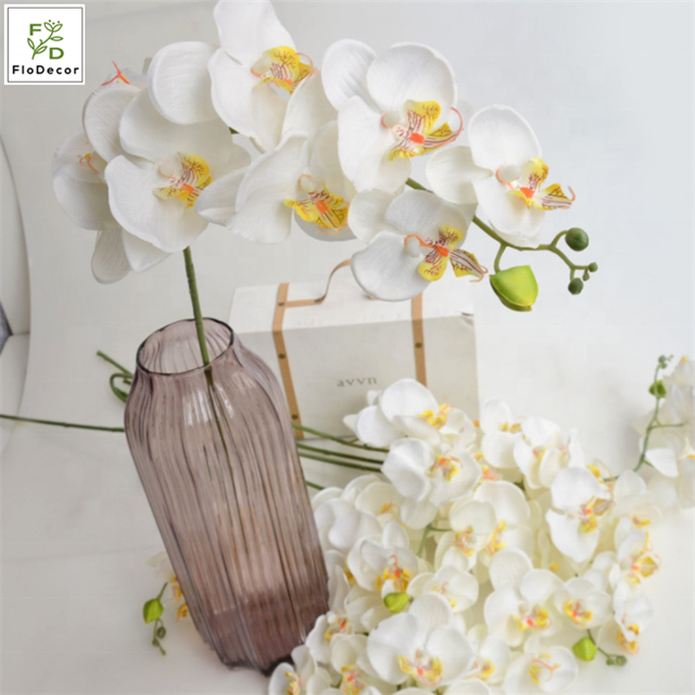 Wholesale Cheap Artificial Orchid Flower Silk Cloth Moth Butterfly 78cm For Home Wedding Table Party Birthday Decoration