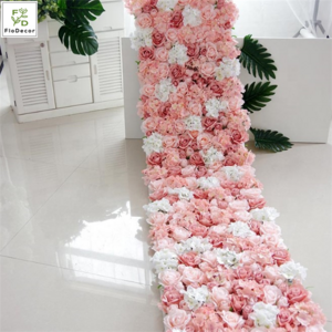 Wholesale 240cmx50cm Artificial Rose Hydrangea Gradual Color Flower Wall Panel For Wedding Party Birthday Decoration Backdrop