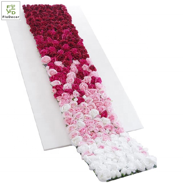 Wholesale 240cmx50cm Artificial Rose Hydrangea Gradual Color Flower Wall Panel For Wedding Party Birthday Decoration Backdrop