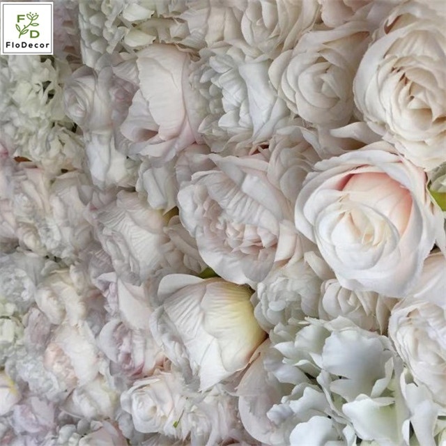 Wholesale Hot Sale White Artificial Silk Rose Flower Wall Panel 3D Effect For Wedding Party Birthday Stage Decoration Backdrop