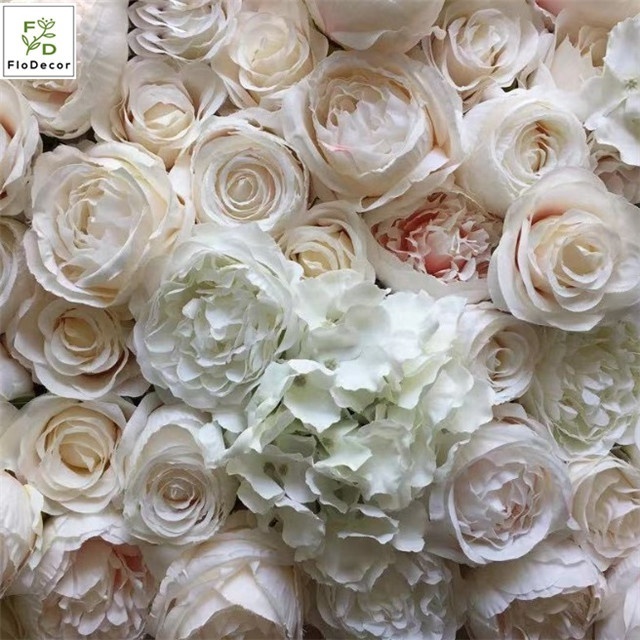 Wholesale Hot Sale White Artificial Silk Rose Flower Wall Panel 3D Effect For Wedding Party Birthday Stage Decoration Backdrop