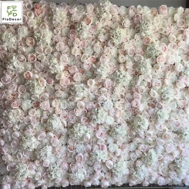 Wholesale Hot Sale White Artificial Silk Rose Flower Wall Panel 3D Effect For Wedding Party Birthday Stage Decoration Backdrop