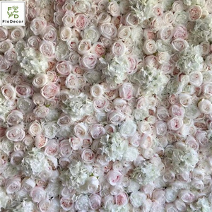 Wholesale Hot Sale White Artificial Silk Rose Flower Wall Panel 3D Effect For Wedding Party Birthday Stage Decoration Backdrop