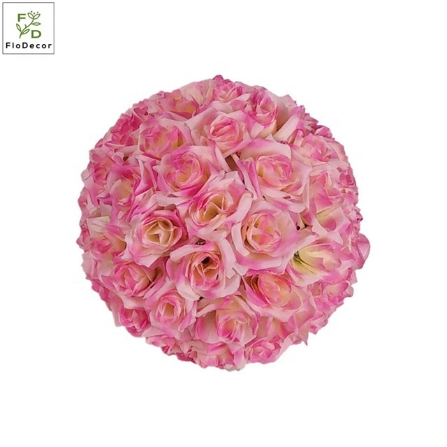 15~60CM Dark Pink Peach Silk Artificial Rose Flower Kissing Ball Hanging Ceiling Centerpieces Decoration Flower Ball For Wedding