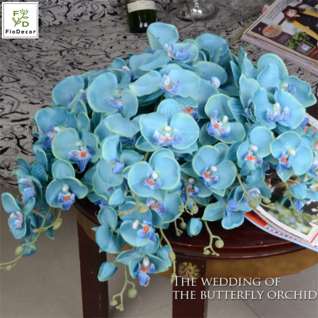 Wholesale Cheap Artificial Orchid Flower Silk Cloth Moth Butterfly 78cm For Home Wedding Table Party Birthday Decoration