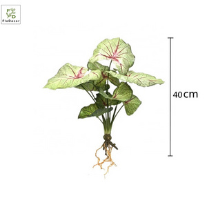 Simulated Colorful Caladium Leaf 27/40/51cm Artificial Real Touch  Plants For Outdoor Landscaping Garden Decoration