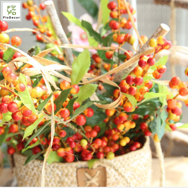 Artificial Red Berry Fruit Foam Stem Branch For Home Festival Christmas Decoration New Year