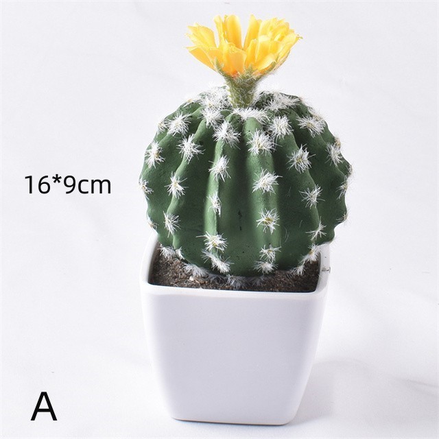 Mini Artificial Cactus Plants Greenery Potted Plants Faux Flower Ornaments