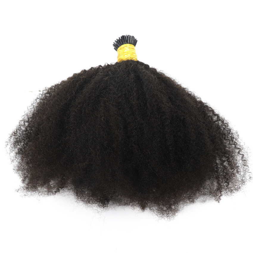 micro links extension vendor wholesale virgin human hair 4a 4b 4c afro kinky curly I tip hair extensions