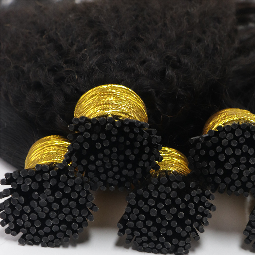 micro links extension vendor wholesale virgin human hair 4a 4b 4c afro kinky curly I tip hair extensions