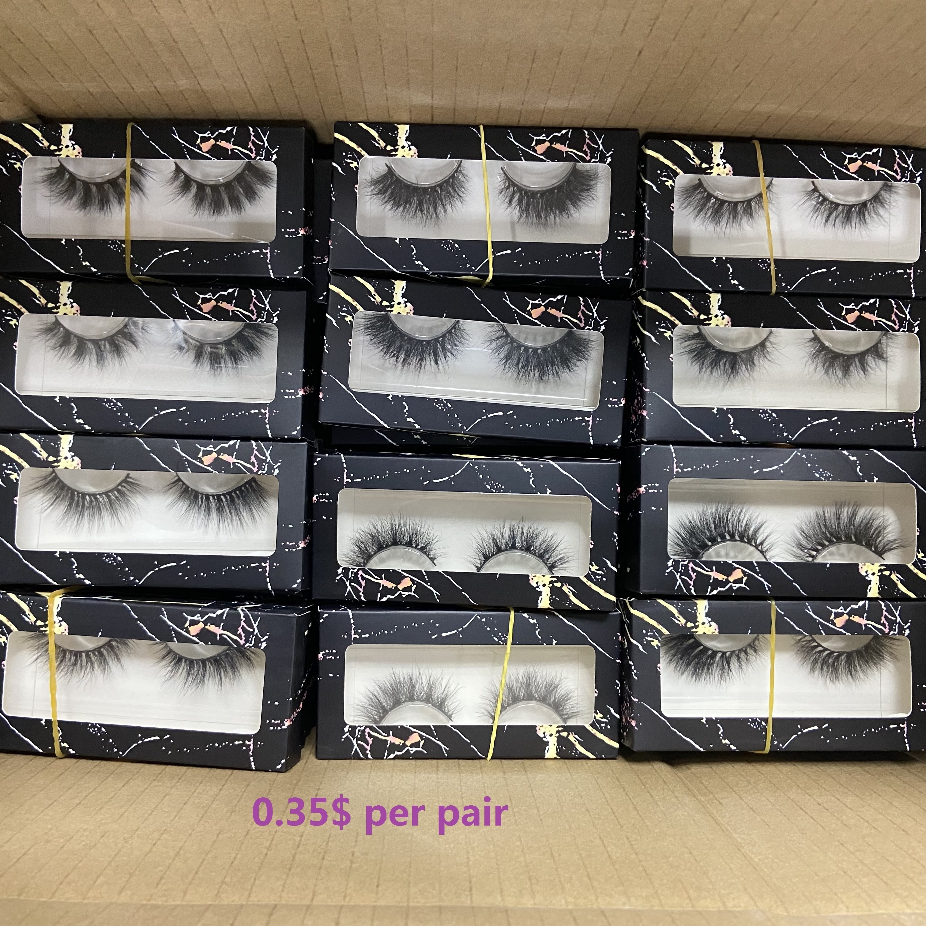 Wholesale Full Strip Mink Eyelash Fluffy 25mm cils 3D Faux Mink Human False Eye lashes with Custom Packaging Box Mini suitcase