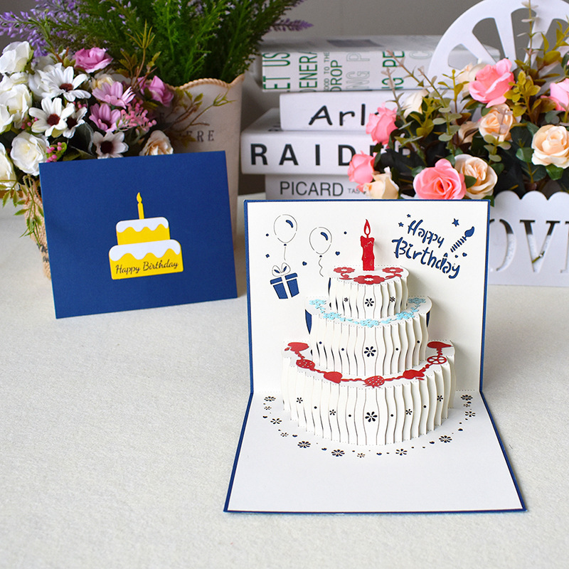 Aegean Cake White Paper Card Pop-up Funny Gift 3d Popup Birthday Invitation Cards For Kids