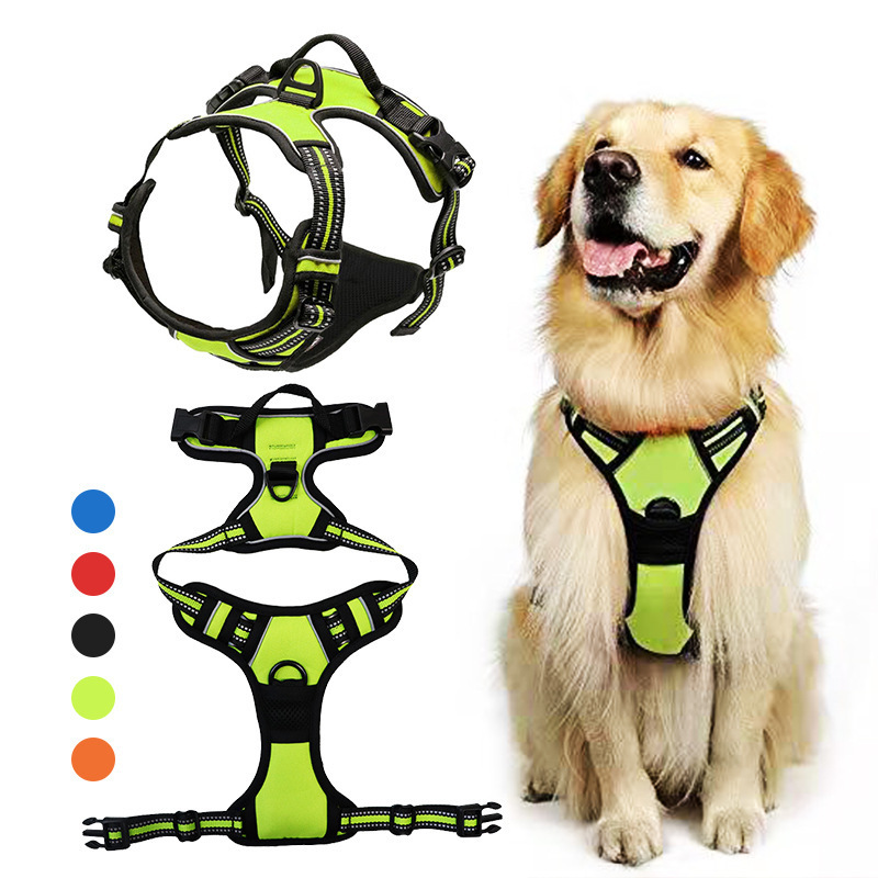 Reflective Outdoor Adjustable Soft Padded Dog Oxford Vest No-Pull Pet Designer Dog Harness and Leash Set