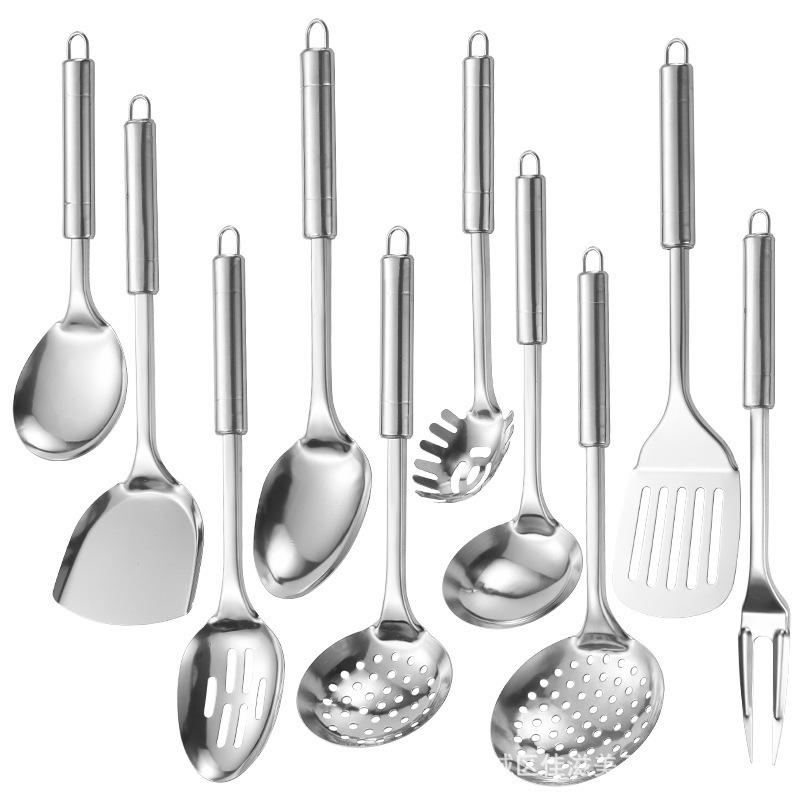 Custom Logo Stainless Steel Kitchen Utensils Sets Restaurant Cooking Utensils Tools with Soup Ladle