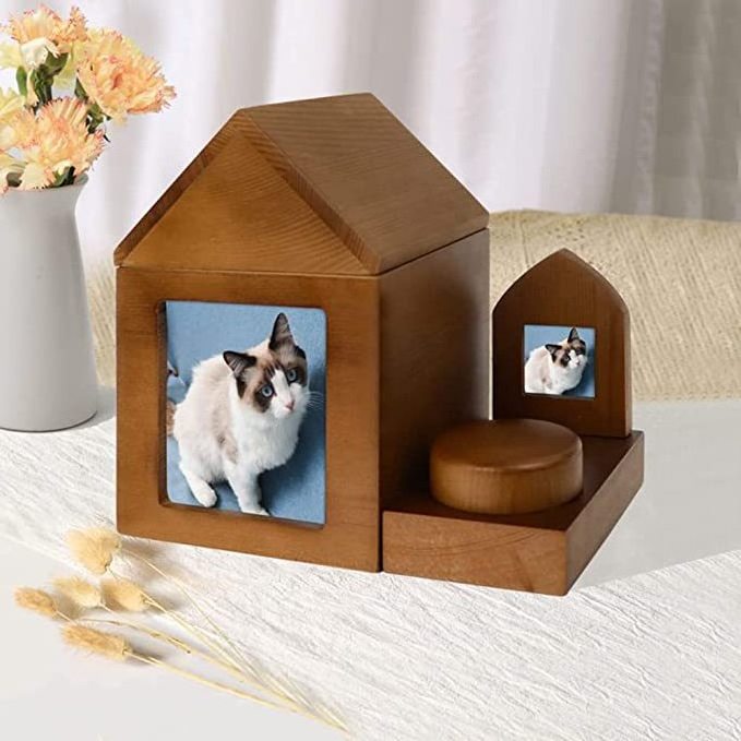 Personalized Custom Memorial Keepsake Cremation Wooden Pet Dog Cat Urns for Dogs Ashes with Photo Box for Dogs Cats