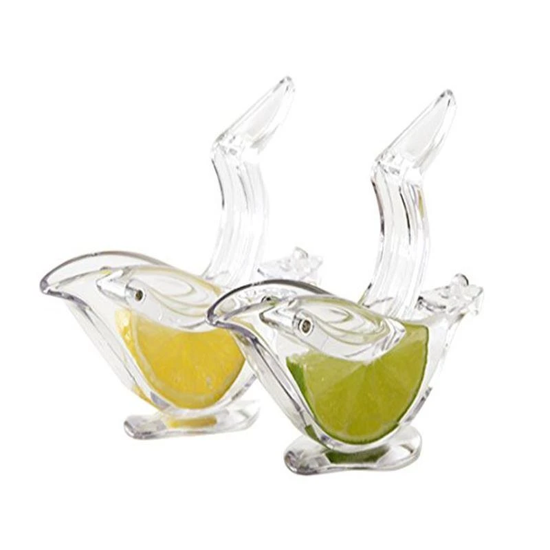 Custom Portable Lemon Clip Hand Transparent Fruit Juicer Acrylic Manual Bird Lemon Slice Squeezer for Orange