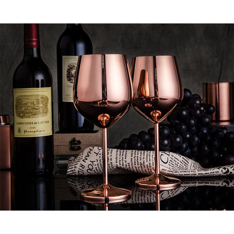 18 oz Shatter Proof Copper Coated Stainless Steel Unbreakable Stemmed Wine Glasses