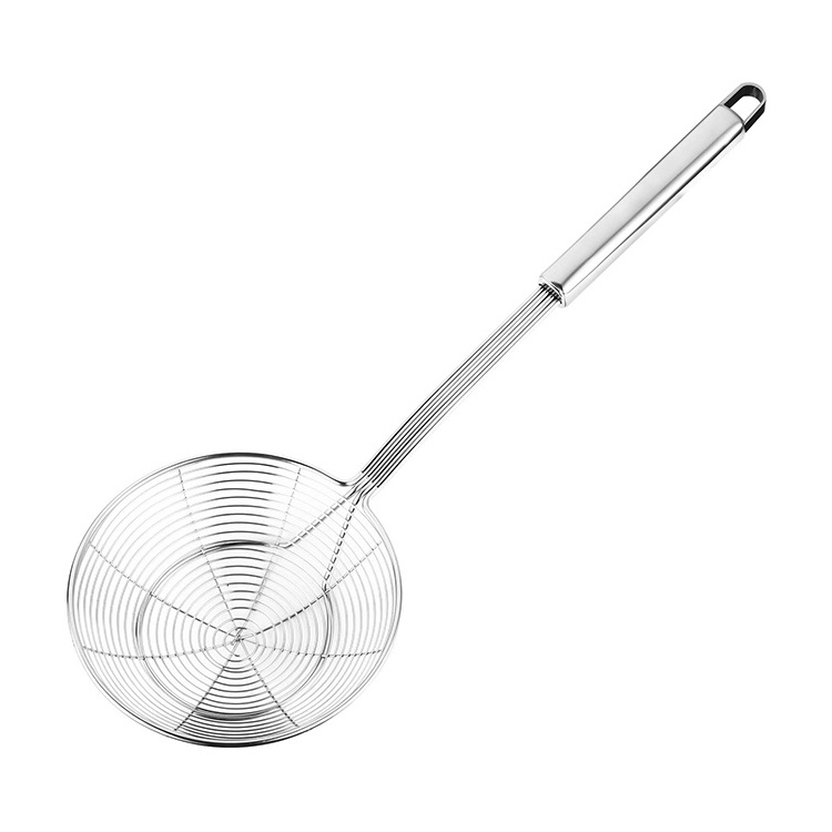 Wholesale 5.4 Inch Kitchen Utensils Solid Stainless Steel Spider Strainer Skimmer Ladle for Cooking and Frying