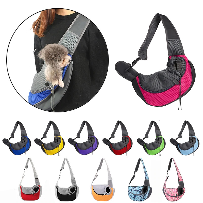 Outdoor Travel Single Shoulder Mesh Oxford Pet Dog Carrier Sling Bag for Small Dogs Puppy