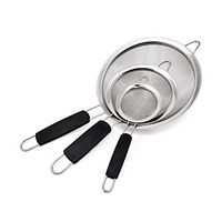 New Home Wire Sieve Sifter Set of 3 Stainless Steel Colander Fine Mesh Strainers with Insulated Handle for Kitchen Gadgets Tools