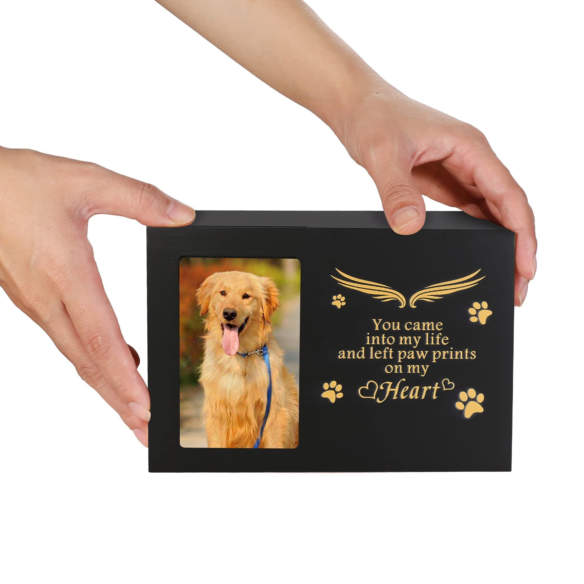 Custom Wood Pet Dog Urns for Dogs Ashes with Photo Frame for Pet Memorial Cat or Dog Cremation Box