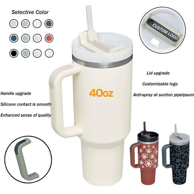 40 oz Travel Mug 40oz Tumbler with Handle and Straw Lid Adventure Quencher H2.0 Vacuum Stainless Steel Water Bottle Coffee Cup