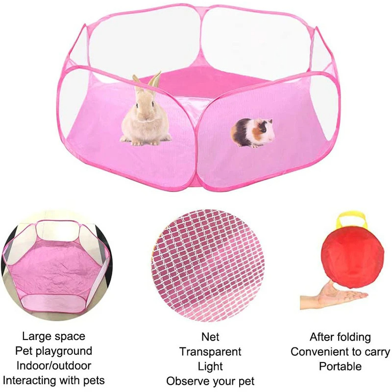 Portable Pet Tent Folding Pet Playpen for Dog Cat Game Playground Fence Hamster Chinchillas Guinea Pigs Small Animal Playpen