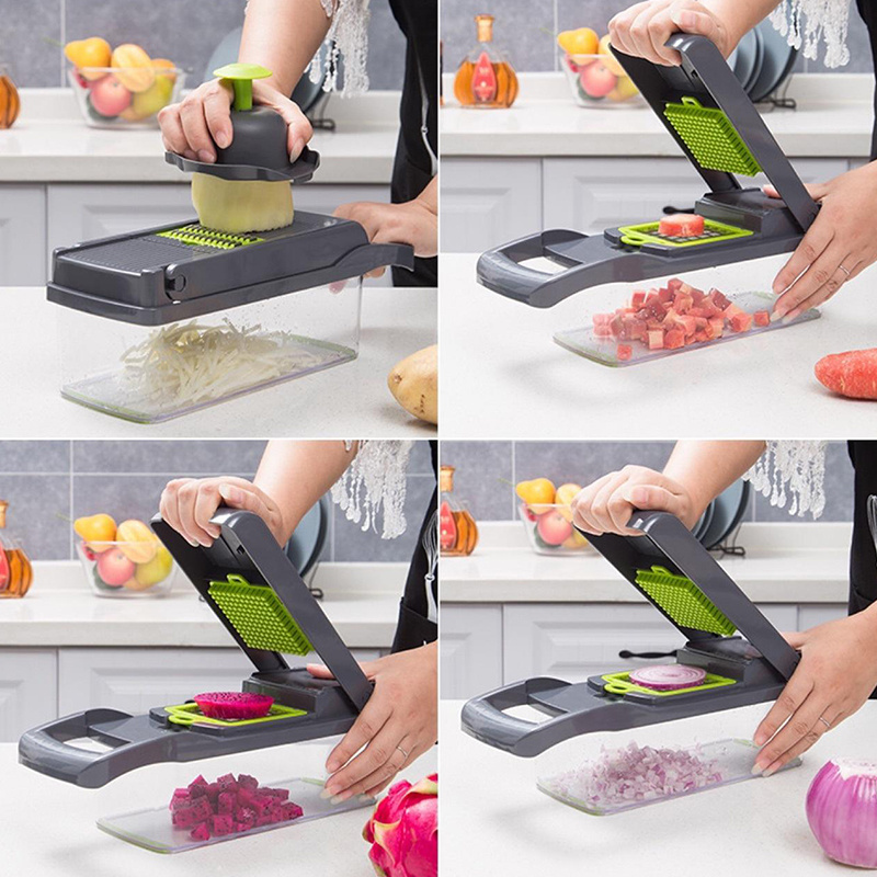 Custom Hot Selling Kitchen Tools 12 In 1 Manual Mandoline Fruit Vegetable Cutter Onion Dicer Veggie Slicer Vegetable Chopper