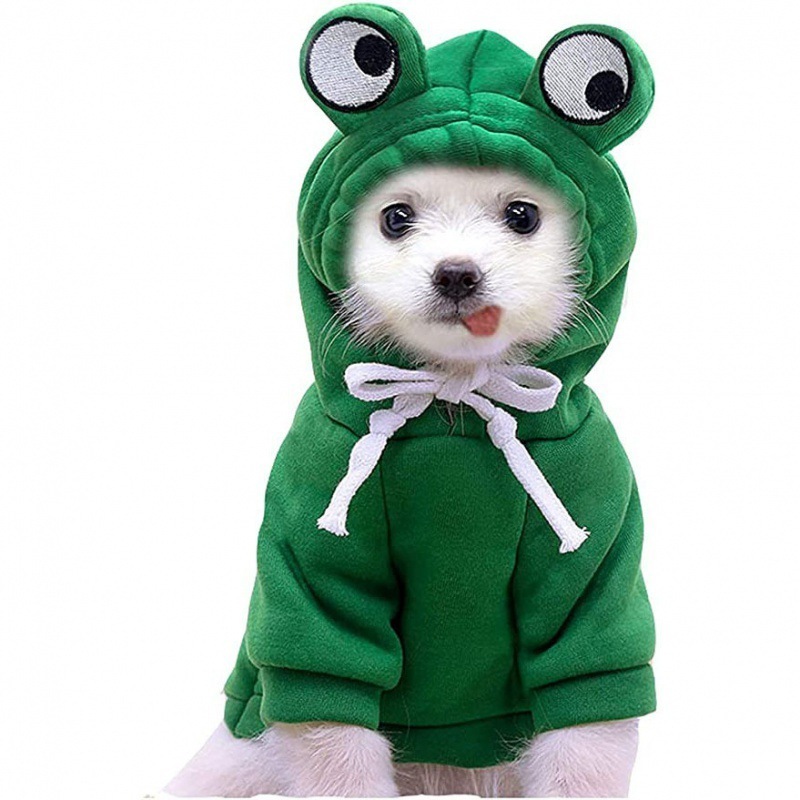 Dog Basic Sweater Coat Cute Frog Shape Warm Jacket Pet Cold Weather Clothes Outfit Outerwear for Small Dogs Cats Puppy Small Ani