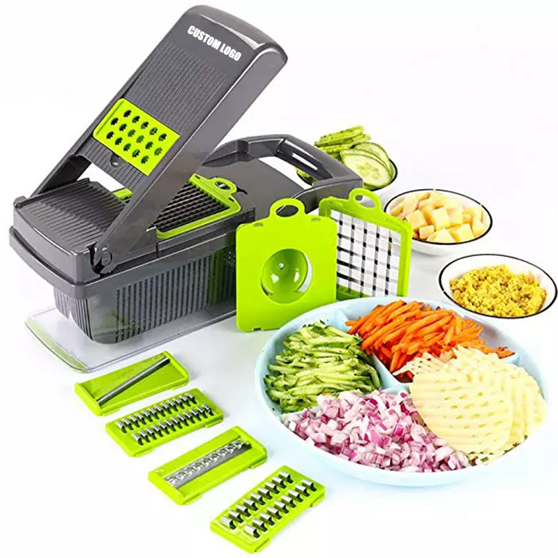 Custom Hot Selling Kitchen Tools 12 In 1 Manual Mandoline Fruit Vegetable Cutter Onion Dicer Veggie Slicer Vegetable Chopper