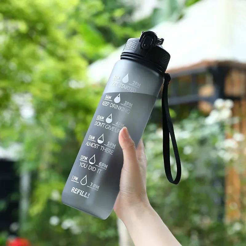 Custom Printed Leakproof 1 Liter Water Bottle Motivational Sport Water Bottle for Drinking Outdoor Travel Gym Fitness