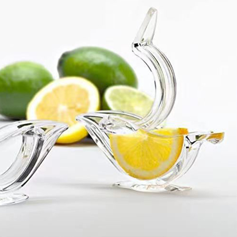 Custom Portable Lemon Clip Hand Transparent Fruit Juicer Acrylic Manual Bird Lemon Slice Squeezer for Orange