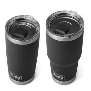 Factory Custom Laser Engraved Powder Coat Flask Car Cup Coffee Travel Mug Stainless Steel Vacuum 20 oz 30 oz Tumbler with Lid