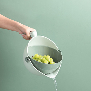 Custom Kitchen Collapsible Colander Vegetable Fruit Washing Bowl Plastic Drain Basket Strainer Bowl with Handle