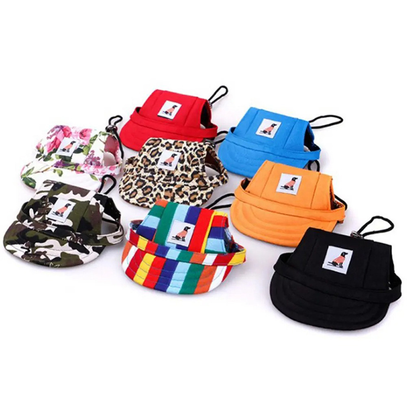 Pet Dog Hats Lovely Small Dog Cat Baseball Cap Canvas Visor Sun Protective Hat for Summer with Ear Holes Kitten Puppy