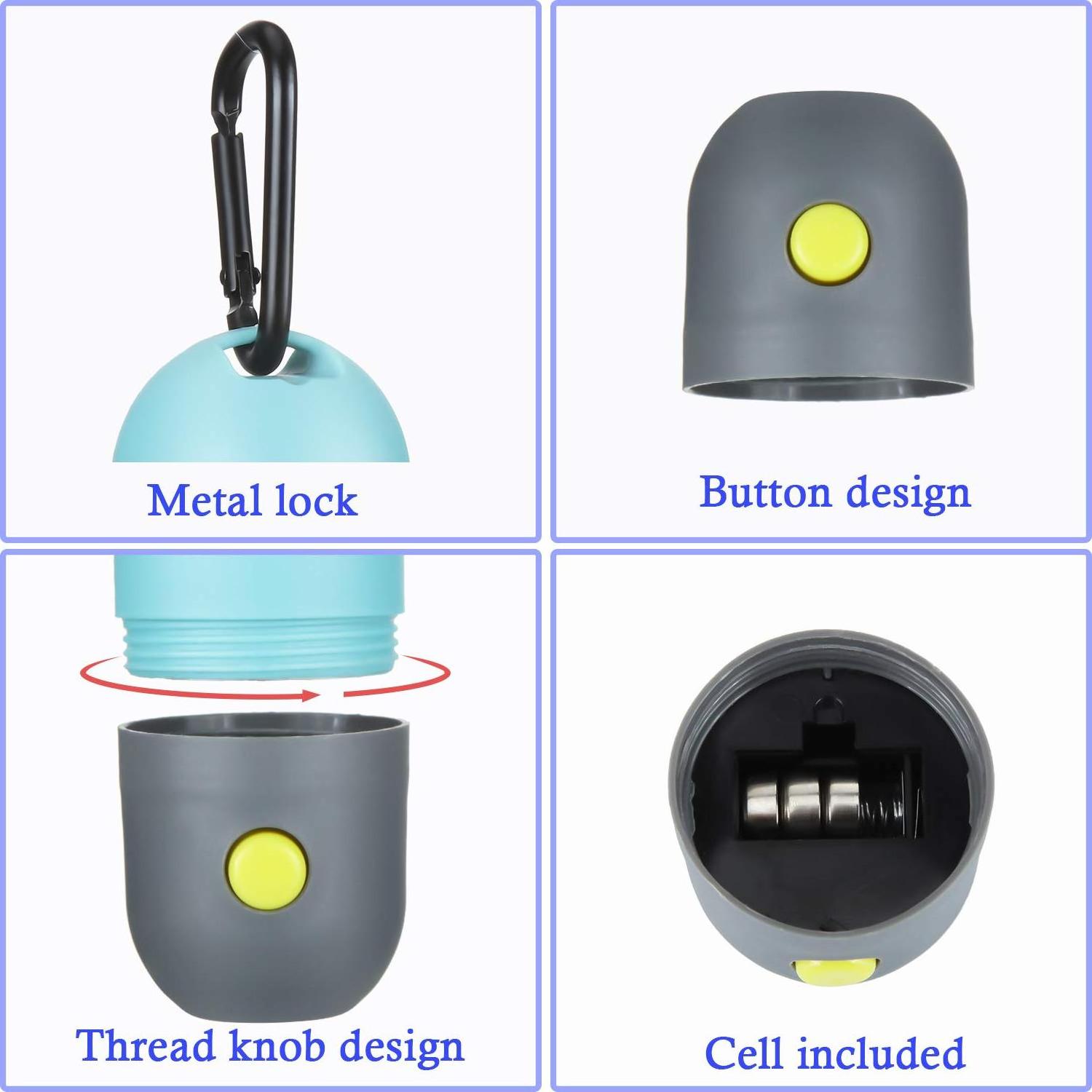 Custom Leak-Proof LED light Waste Bags Dog Poop Waste Bag Holder Dispenser with LED Flashlight