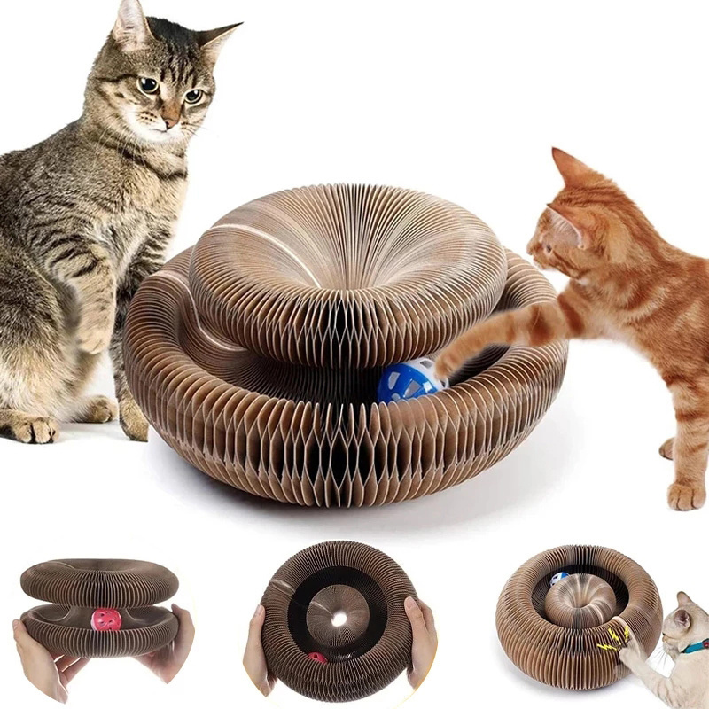 Magic Organ Cat Scratching Board Cat Scratcher CardBoard Round Corrugated Post Toys for Cats Grinding Claw