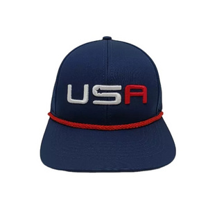 Navy High quality Polyester Baseball Hat With Rope  Laser Holes Cut Embroidered Sport Hats 6 Panels Free Sample Cost