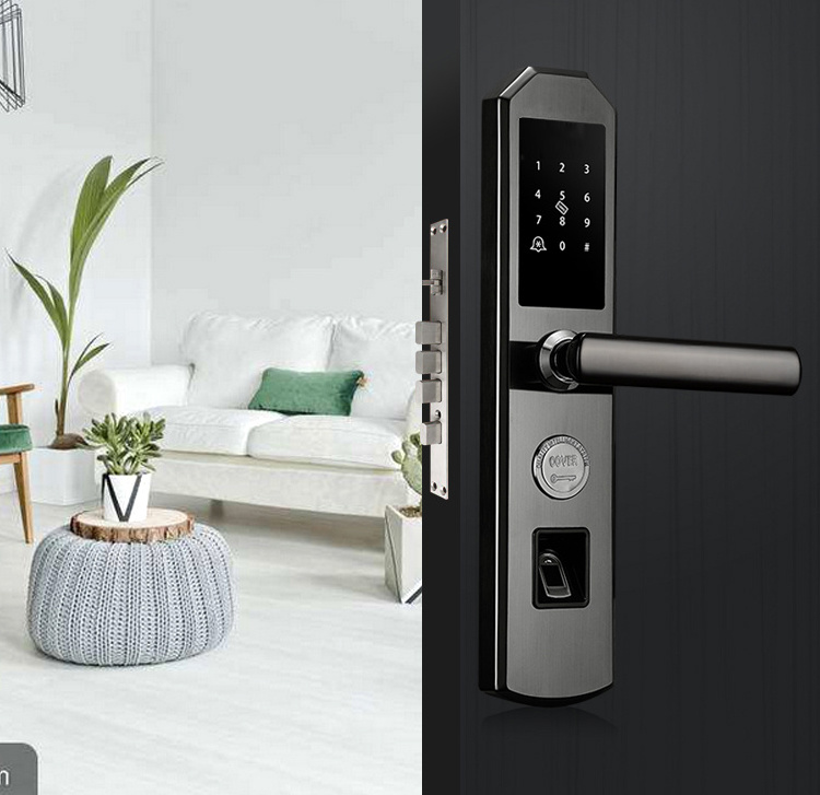 Lowest Price Double Sided Smart Magnetic Swipe Card Door Locks with Touchscreen Handle and Key