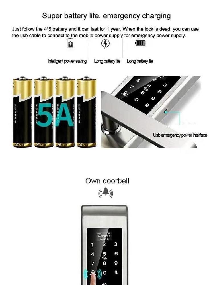 Apartment Biometric Safe Wireless APP Electric Fingerprint Smart Digital Door Lock KF158B