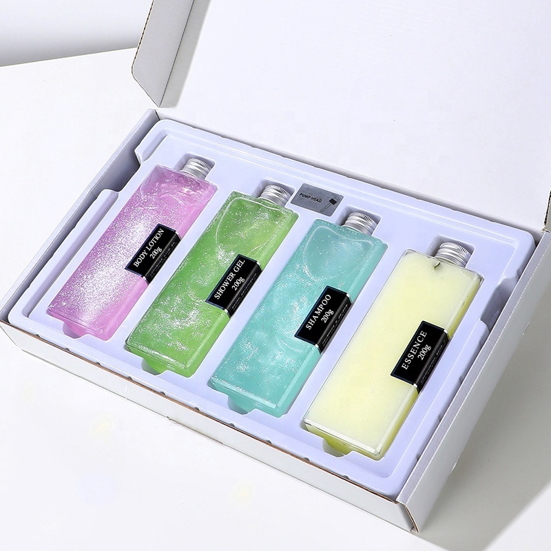 Hot Selling Highlight Shimmer 4-in-1 Sets Fragrance Hair Shampoo & Hair Essence & Bath and Body Gift Set Body Lotion Skin OEM