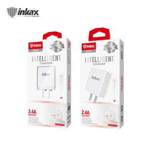 Inkax Charger CD-81 Model 2 USB Port 2.4A  MICRO IP TYPE-C  US Plug White Charger