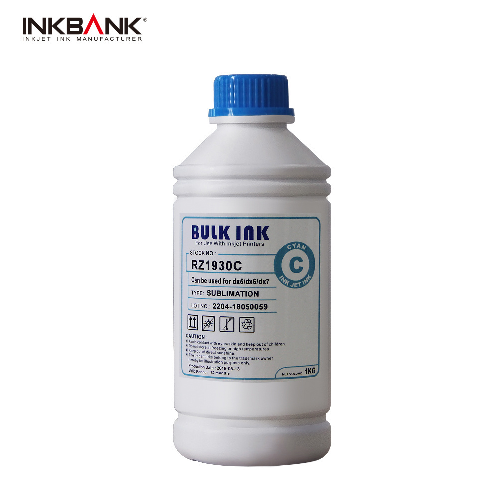 INKBANK 1KG Bottle High Density textile sublimation Dye ink with Epson Print head Dx5 Dx7 I3200 S300