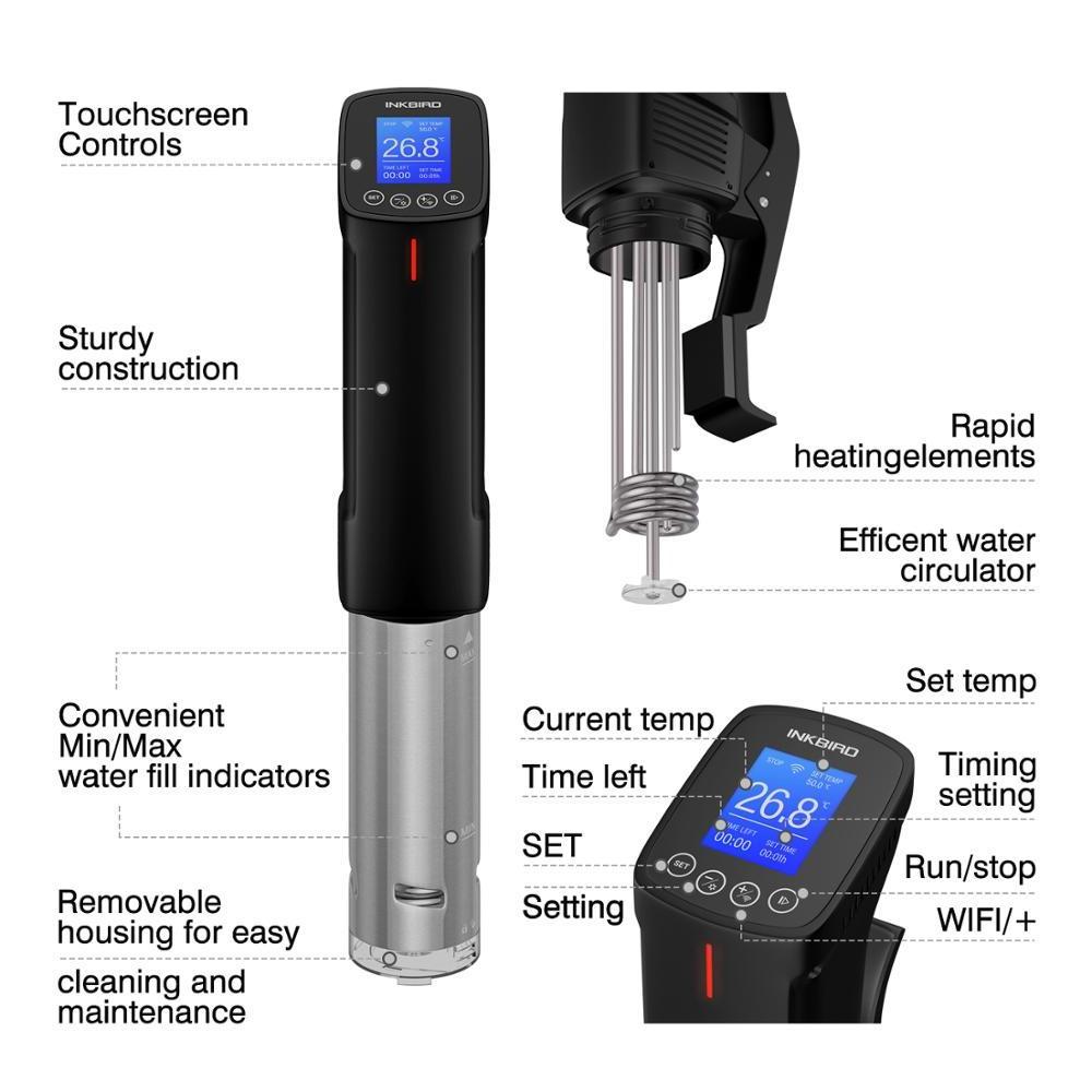 Inkbird WIFI Sous Vide Cookers ISV-100W, 1000 Watts Stainless Steel Thermal Immersion Circulator