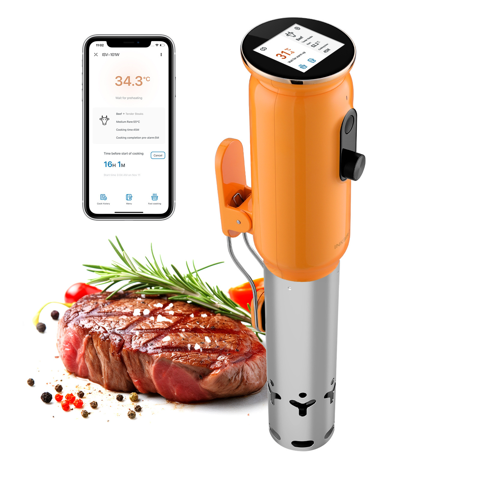 Manufacturer Sous Vide Slow Cooking Machine With TFT Screen ISV-101W Wholesale Stainless Steel Slow Cooker Slow Steak Cooker