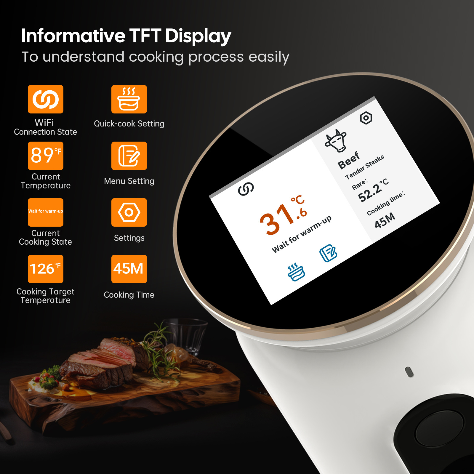 2023 New WiFi Sous Vide ISV-101W White Slow Cooker