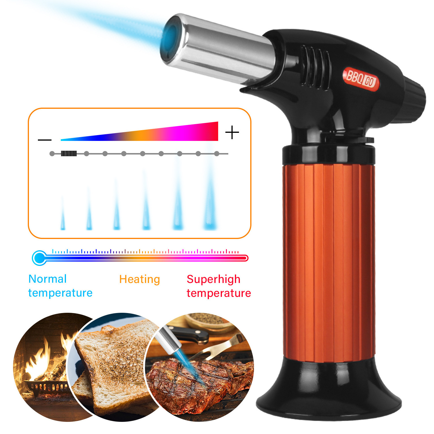 Refillable BG-KT01 Gas Torch Butane Torch Kitchen Blow Lighter for Creme Brulee, BBQ, Baking (Butane Gas Not Included)