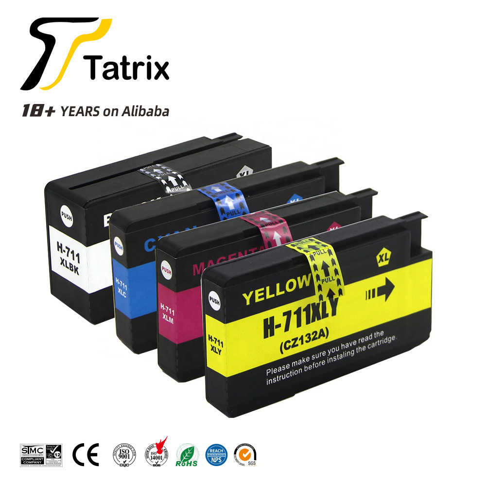 Tatrix 711XL 711 Color Compatible Inkjet Ink Cartridge for HP Designjet T120 24 T120 610 Printer 711XL DESIGNJET INK CARTRIDGE